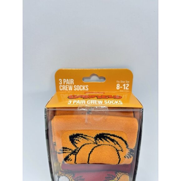 3-Pair Garfield & Odie Crew Socks Bioworld Mens Size 8-12 Funny Cartoon NEW - Picture 2 of 5